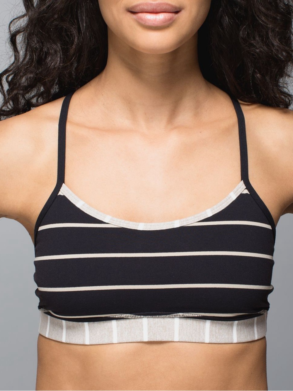 Lululemon Flow Y Bra IV Cayman Stripe Black Mojave Tan